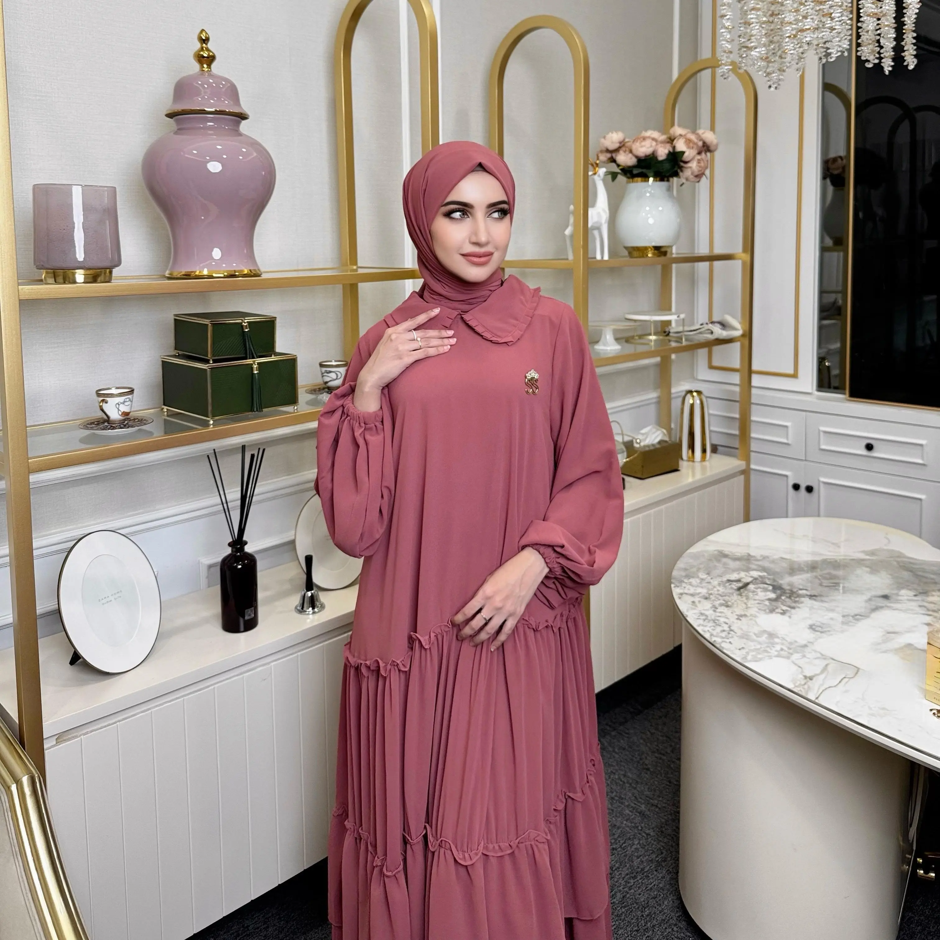 Gamis Polos Baby Doll Set Pashmina AFF09-1002