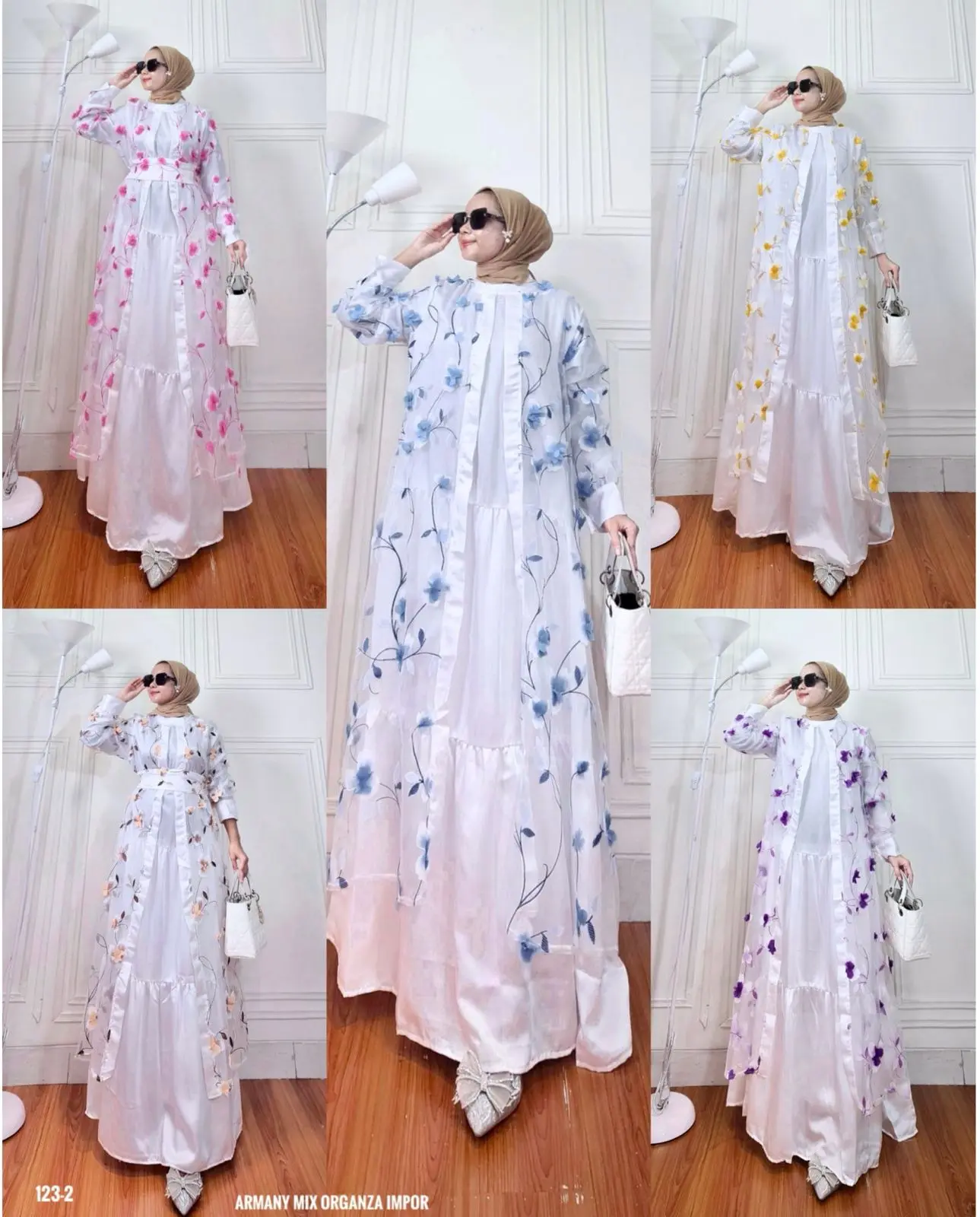 Gamis Putih Brukat Kupu By Avienda Fashion