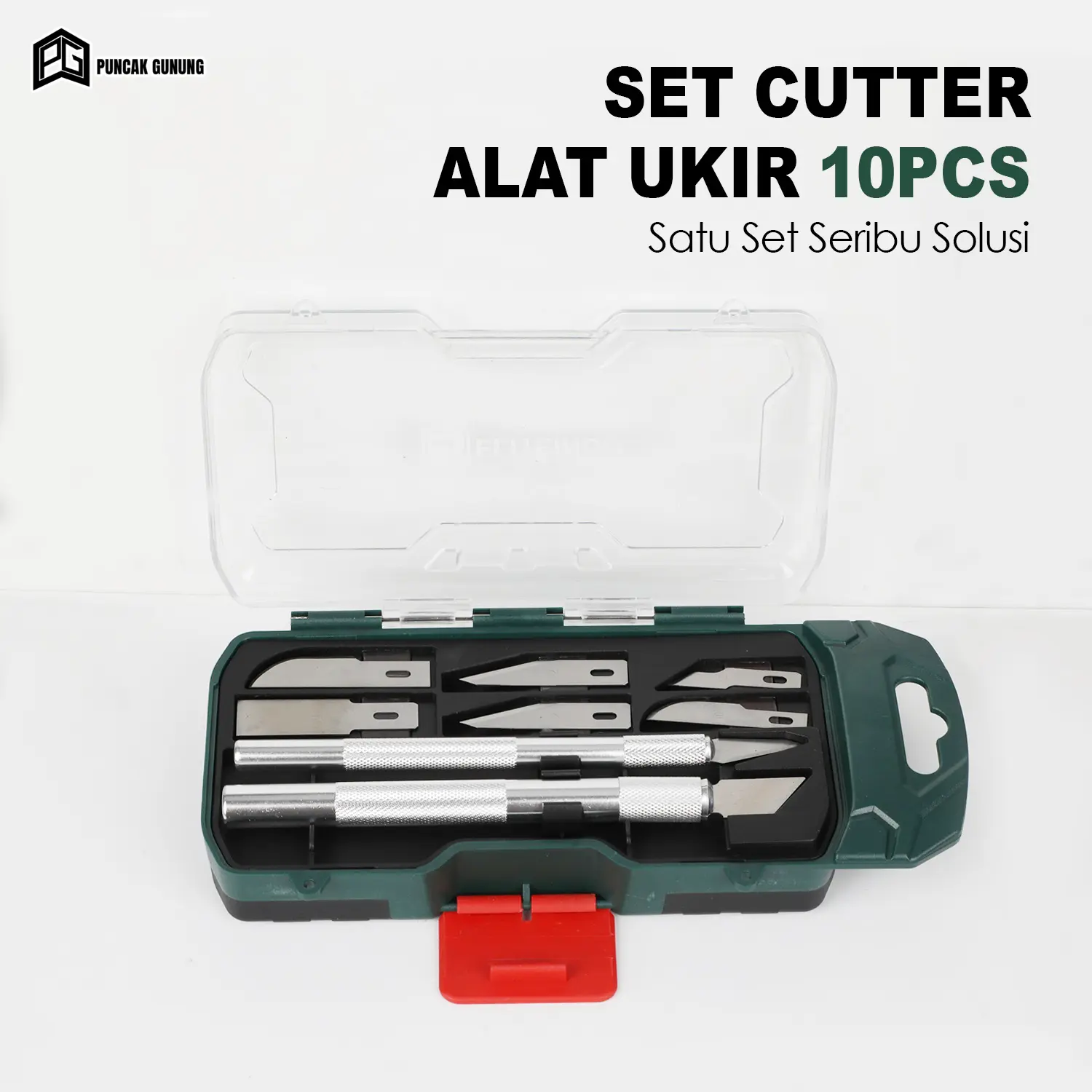 Pisau Cutter Ukir Set 10IN1 Box Magnet Pen Sayat Art Seni Craft Carving Hobby Knife Bahan Stainless Steel + Plastik- HYC308