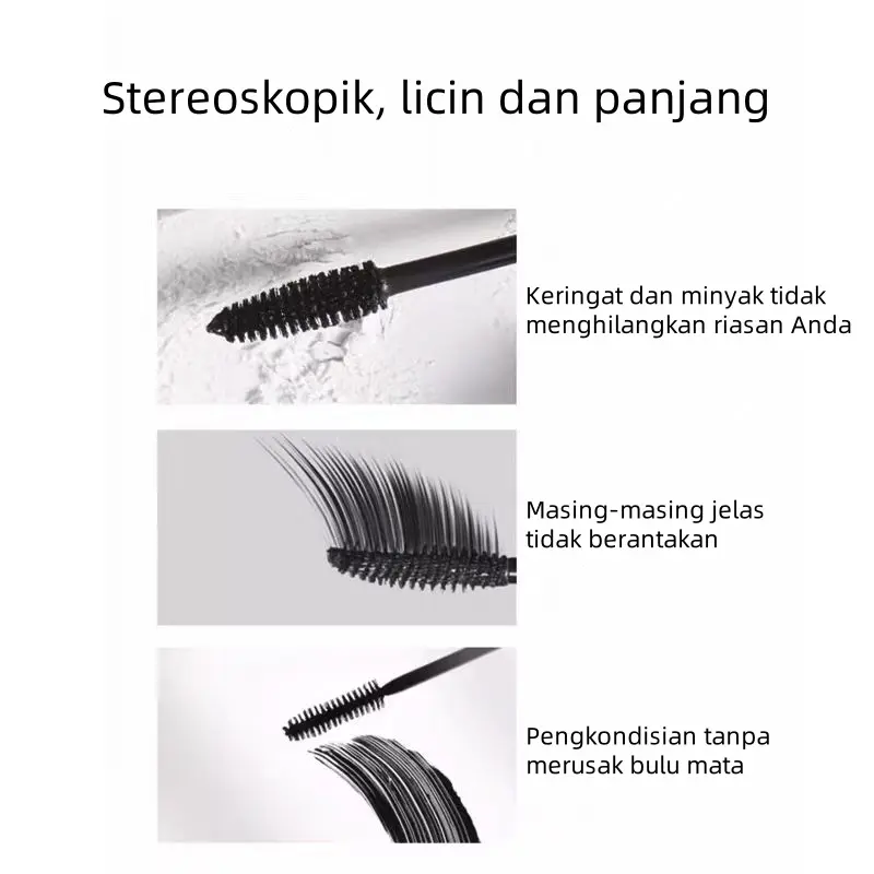 Mascara Waterproof Anti Luntur Menambah volume menebalkan Black Hitam Eye Cairan Mascara 3