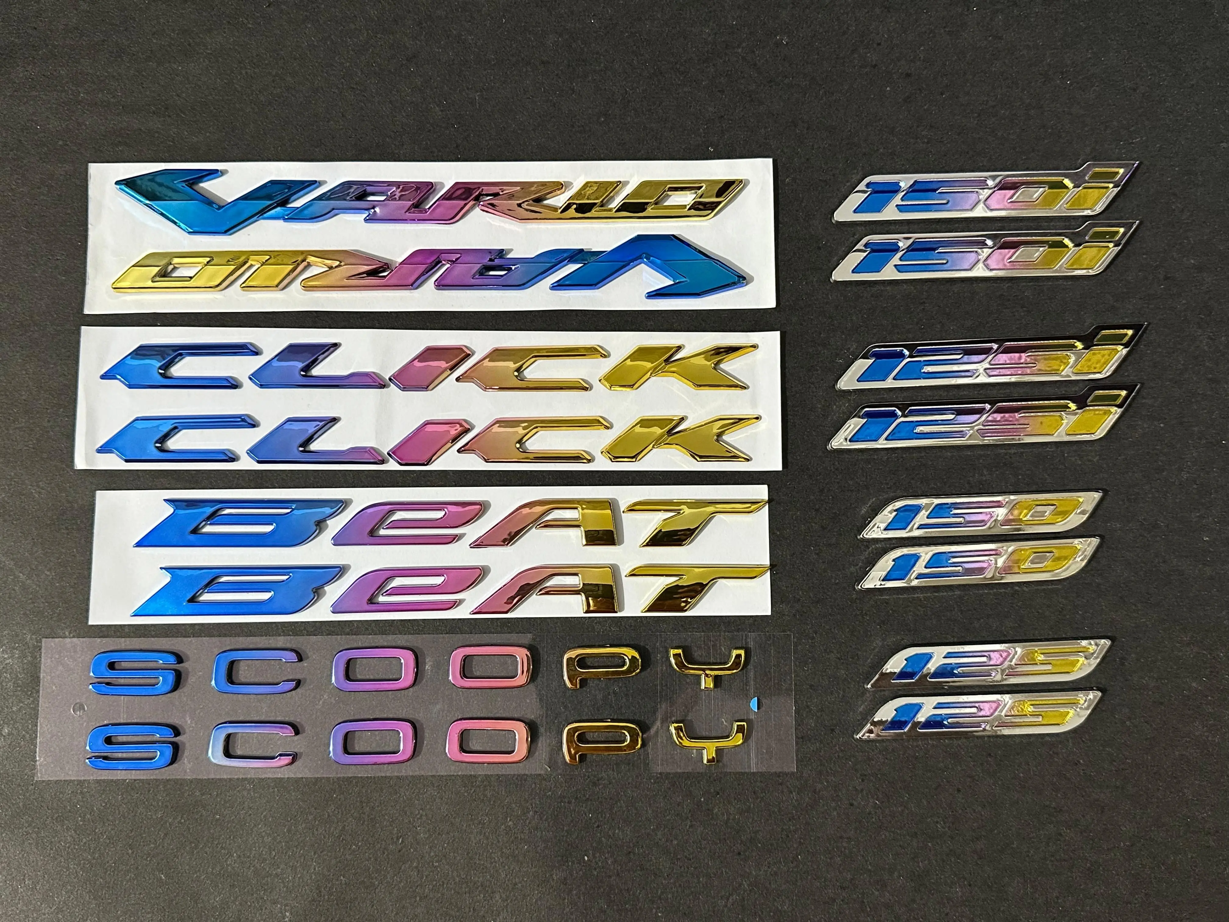 Emblem Vario Click Beat Scoopy  Rainbow Bahan Plastik Keras Tebal warna warni harga 2 pcs