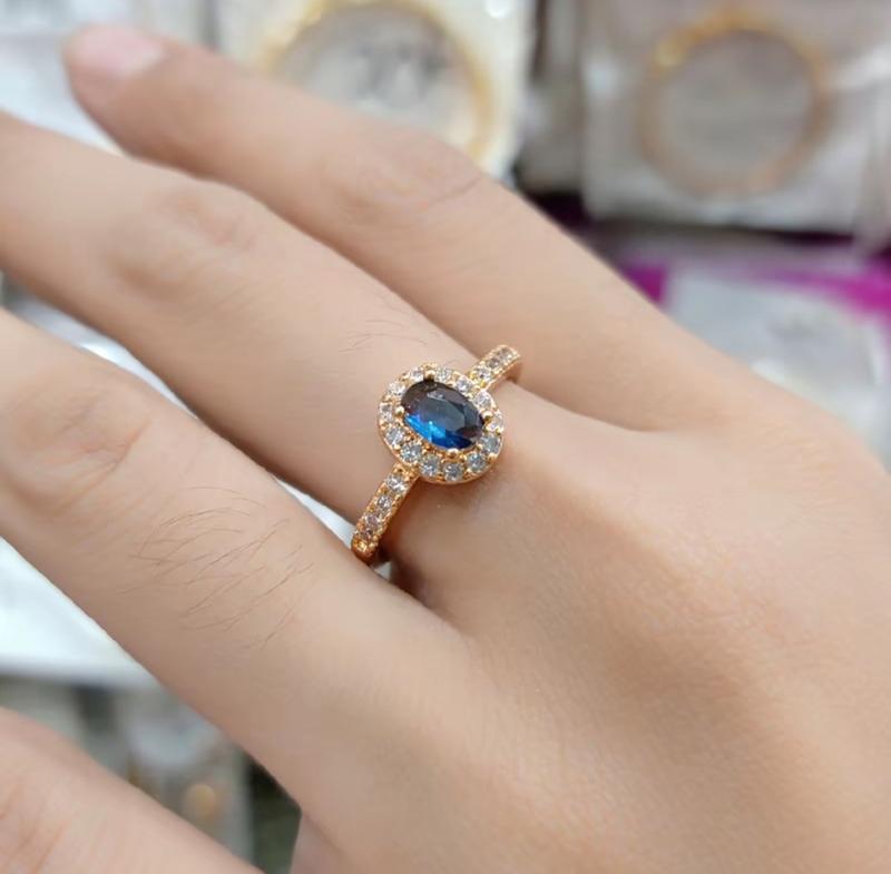 Product Introduction of Cincin Wanita Model Mata Oval Warna Biru Hijau Elegan Aksesoris Perhiasan Rings Elegan Dewasa Hadiah 1