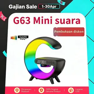 「DayaHidup」 G63 Wireless 2in1 Speaker Bluetooth Portable Clock Speaker D5 LED Display Alarm Bluetooth 5.0 Jam Bass smart sound