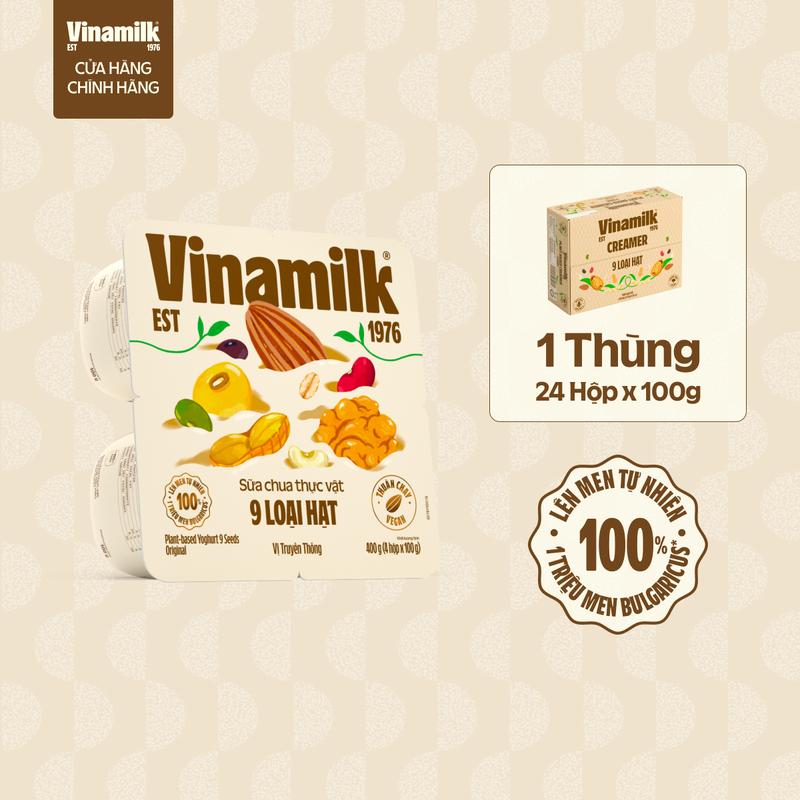 CHỈ GIAO HCM+HN Thùng 24 hộp Sữa chua ăn Vinamilk 9 loại hạt 100g 24H T