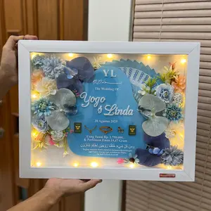 MAHAR PERNIKAHAN 30X40 AKRILIK RUSTIC MINIMALIS SEHARI JADI FREE LAMPU Bunga Frame