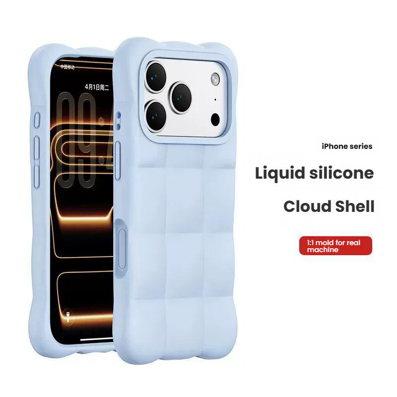 Ốp lưng CASESTiFY họa tiết mây có sẵn; vỏ bảo vệ bằng silicone lỏng mềm, dễ thương và bông mịn, với khả năng hấp thụ sốc tốt; các màu bao gồm trắng kiểu vải bông, xanh biển bình minh, hồng kem; phụ kiện thời trang nữ tính, tương thích với IPhone 18 Pro Ma