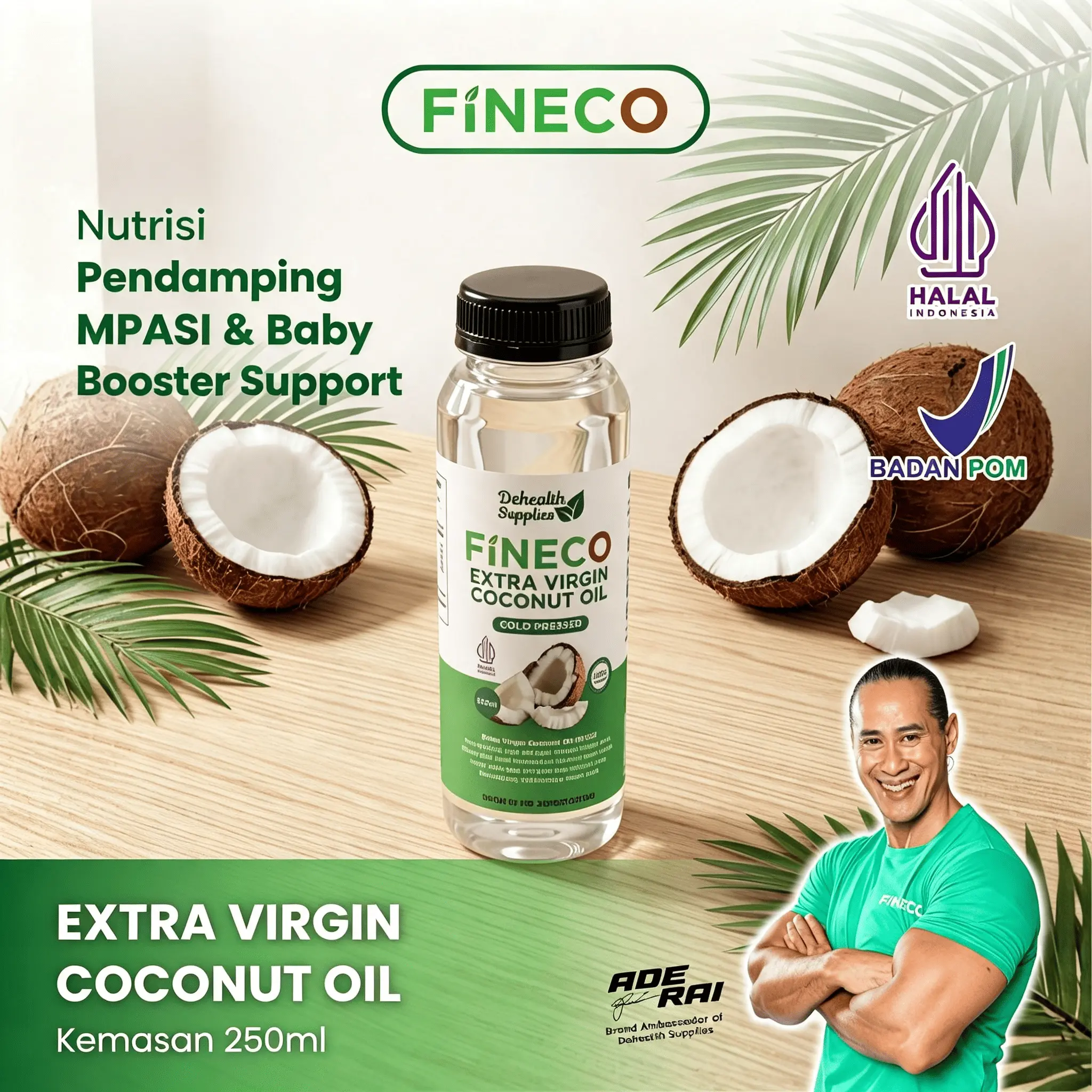 FINECO / EXTRA VIRGIN COCONUT OIL 250ml (Plastik) - Nutrisi Pendamping MPASI & Baby Booster Support
