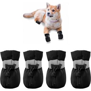 4 Pack Zapatos reflectantes para perros, Botas para mascotas impermeables y antideslizantes para Teddy y Poodle, Protector de calzado para cachorros para otoño e invierno
