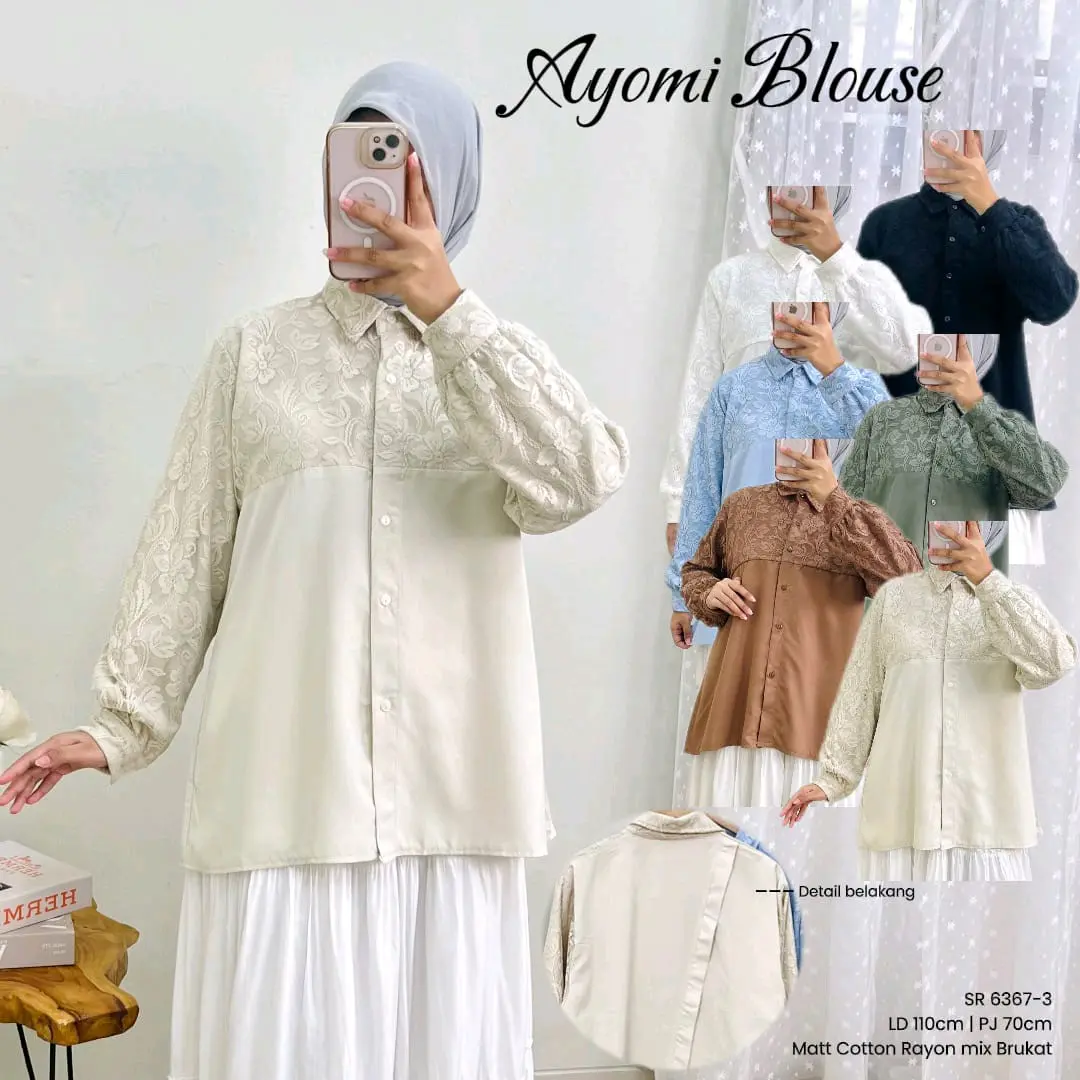Baju kemeja Rayon Mix Renda Brukat