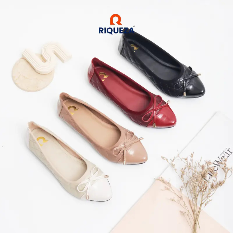 Riqueza SALVIA Sepatu Flat Shoes Wanita Flatshoes Balet Pita Quilted sepatu kerja wanita 0