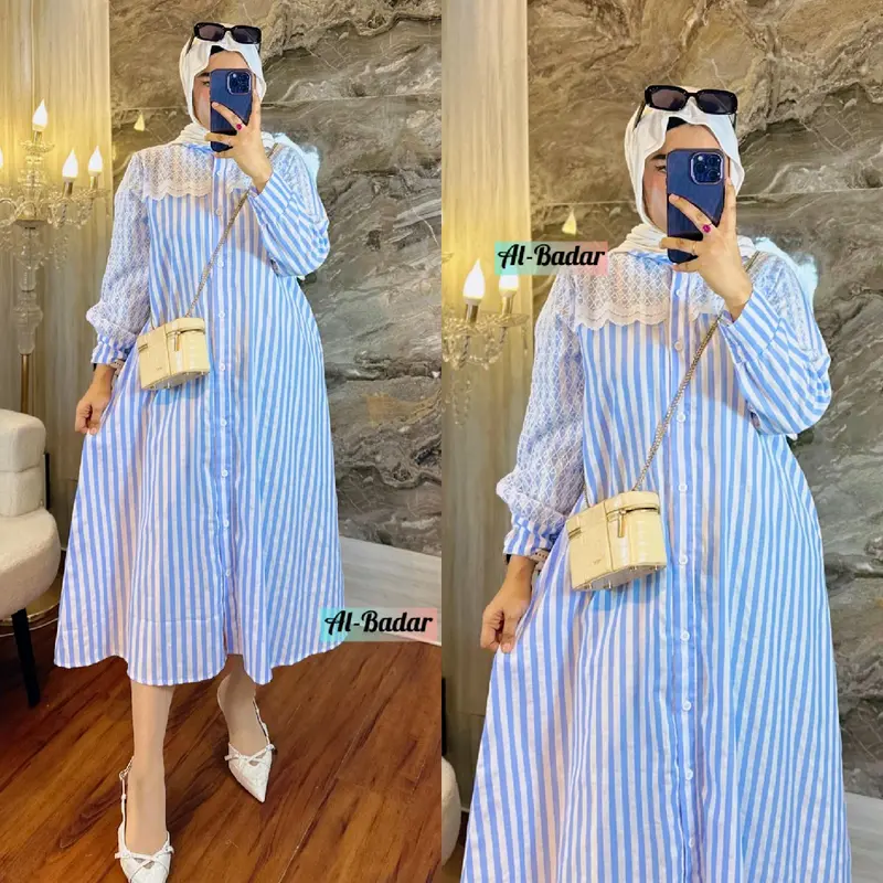 BISA/COD MIDI DRESS TERBARU BAHAN KATUN MIX BROKAT MODEL KANCING AKTIF BUSUI FRENDLY MIDI DRESS VIRAL 4