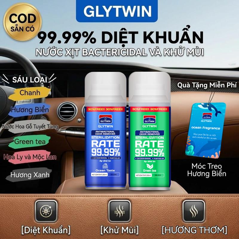 [Hàng có sẵn] Xịt khử trùng ô tô GLYTWIN 99,99% - Làm thơm và khử mùi không khí (Giao hàng trong 24 giờ)