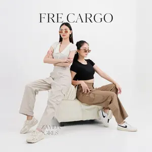 ZAYIDA -  Fre Cargo Pants - Celana Kargo Wanita Katun Twill Stretch melar Highwaist Loose Korean Style Jumbo