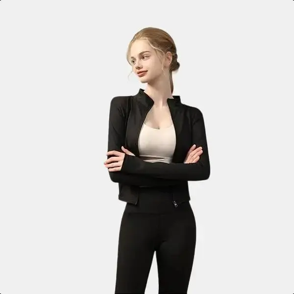 PAKAIAN YOGA HIGH QUALITY Jacket Zipper Hoodie Crop Top Wanita Kekinian Fashion Outfit Ootd Korean Style Model Terbaru Jaket Hoodie Crope Jiket Hudie Cewek Korea 1