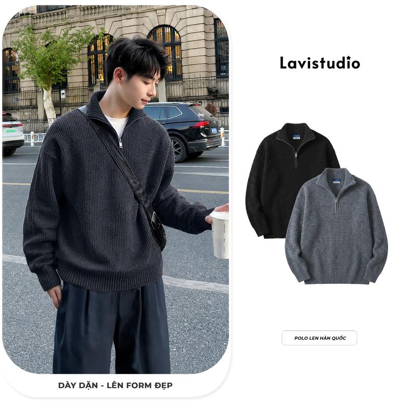 Áo Len Sweater Khóa Zip Hàn Quốc Lavi Studio/ GOLDEN Unisex Nam Nữ