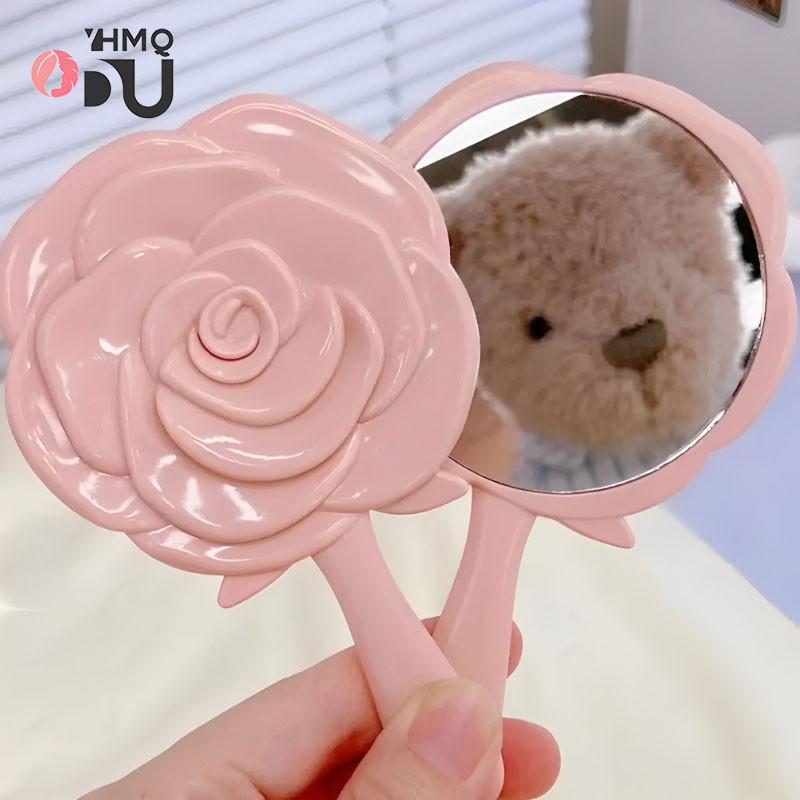  Gương cầm tay có tay cầm Thiết kế hoa hồng Gương công chúa Gương trang điểm cầm tay Gương mini dễ thương 