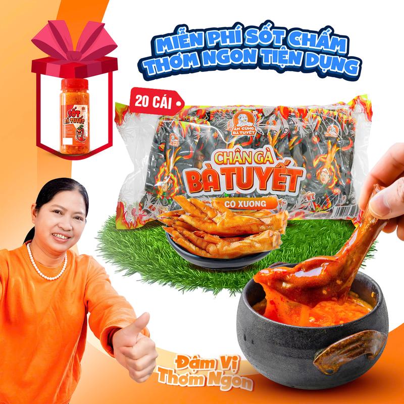   Tặng 1 hũ sốt chấm  Combo 20 CHÂN GÀ TÊ CAY CÓ XƯƠNG - ĂN CÙNG BÀ TUYẾT 