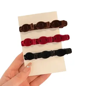 Jepit Rambut Korea Style Kekinian Anti Slip Ringan untuk OOTD Klip Rambut Putus Samping Berflanel Ringan Cocok untuk Rambut Dianyam