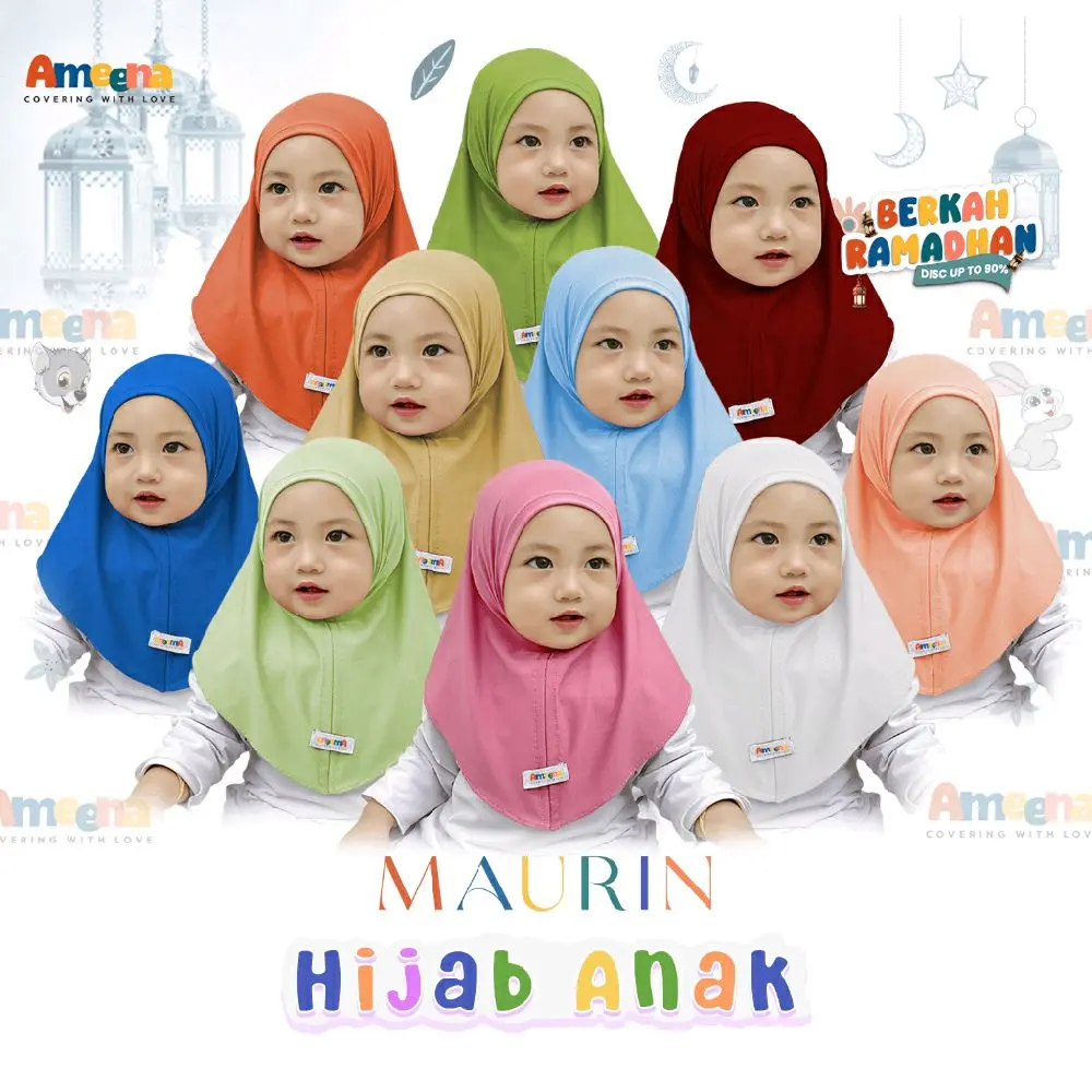 JILBAB HIJAB ANAK BAYI MAURIN JERSEY USIA 0 SAMPAI 1 TAHUN NEWBORN-HIJAB BABY-KERUDUNG ANAK INSTAN Muslim
