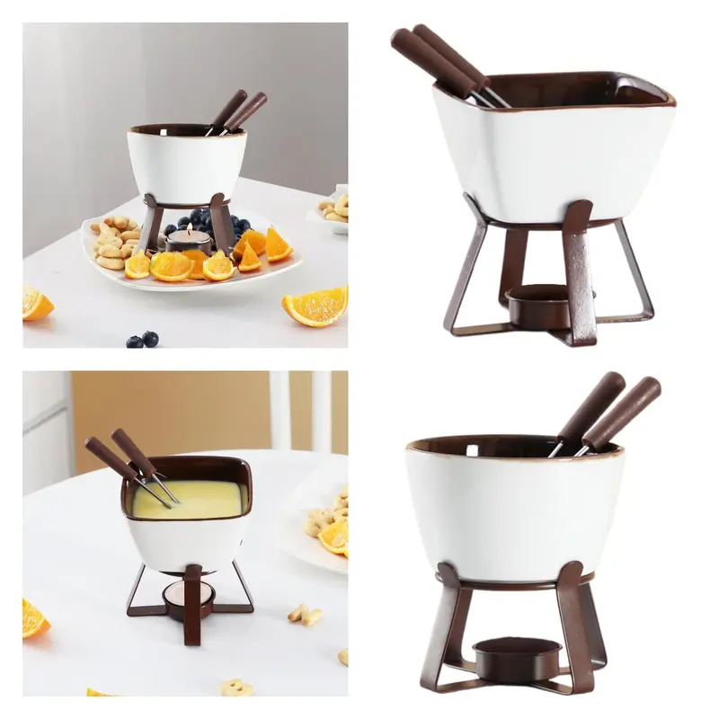 Creative Ceramic Hotpot Cheese Melting Insulated Pot Chocolate Hotpot Ice Cream Pot Circular Chocolate Stove Cooking Fondue 0