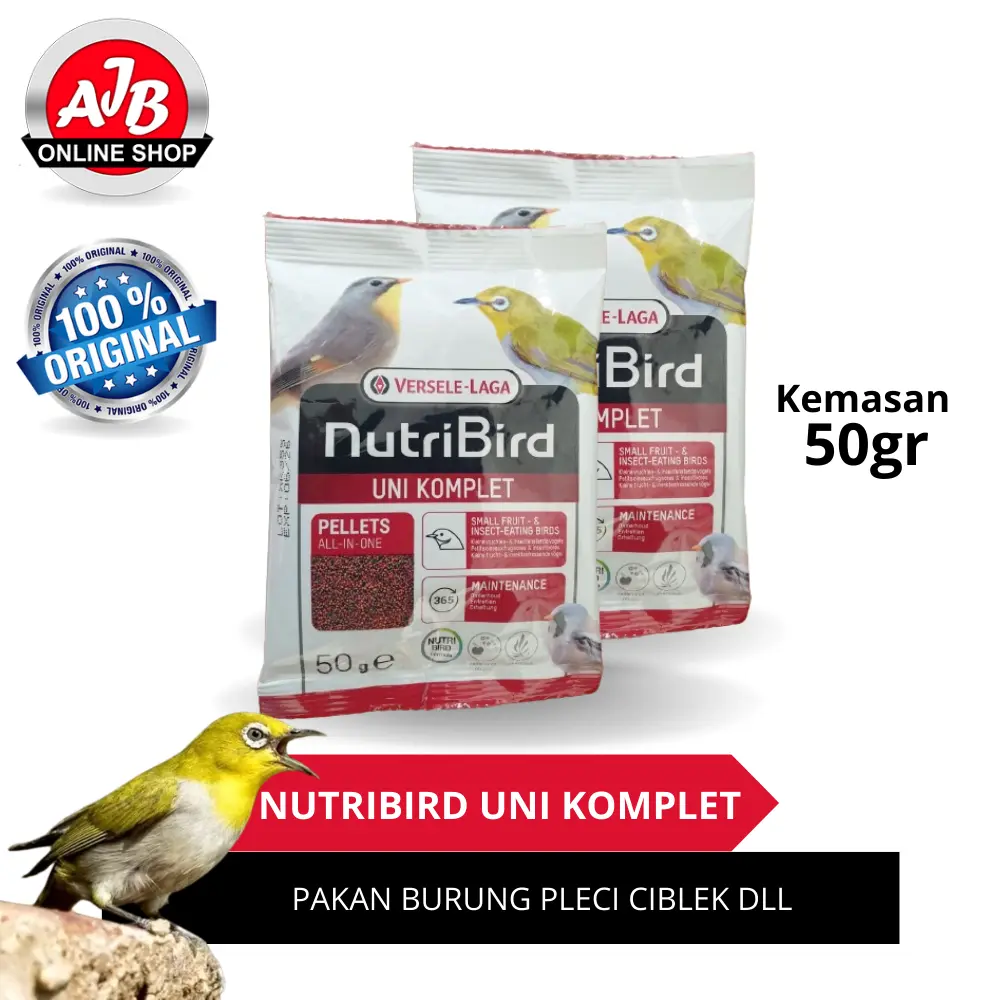 Pakan Burung NUTRIBIRD UNI KOMPLET 50G untuk Pleci, Ciblek, dan Lainnya