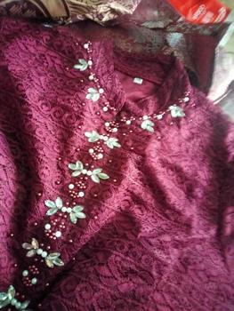 Product Review of Aywears - Set couple pasangan BURGUNDY kebaya brukat kurung malika dan rok songket dan kemeja battik pasanga.  Kondangan Wanita Pesta from I**a 1