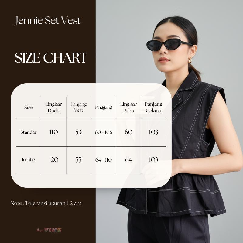 Jennie Set Vest Cotton Castela Premium – Setelan Vest Celana Wanita Elegan Kekinian Nyaman