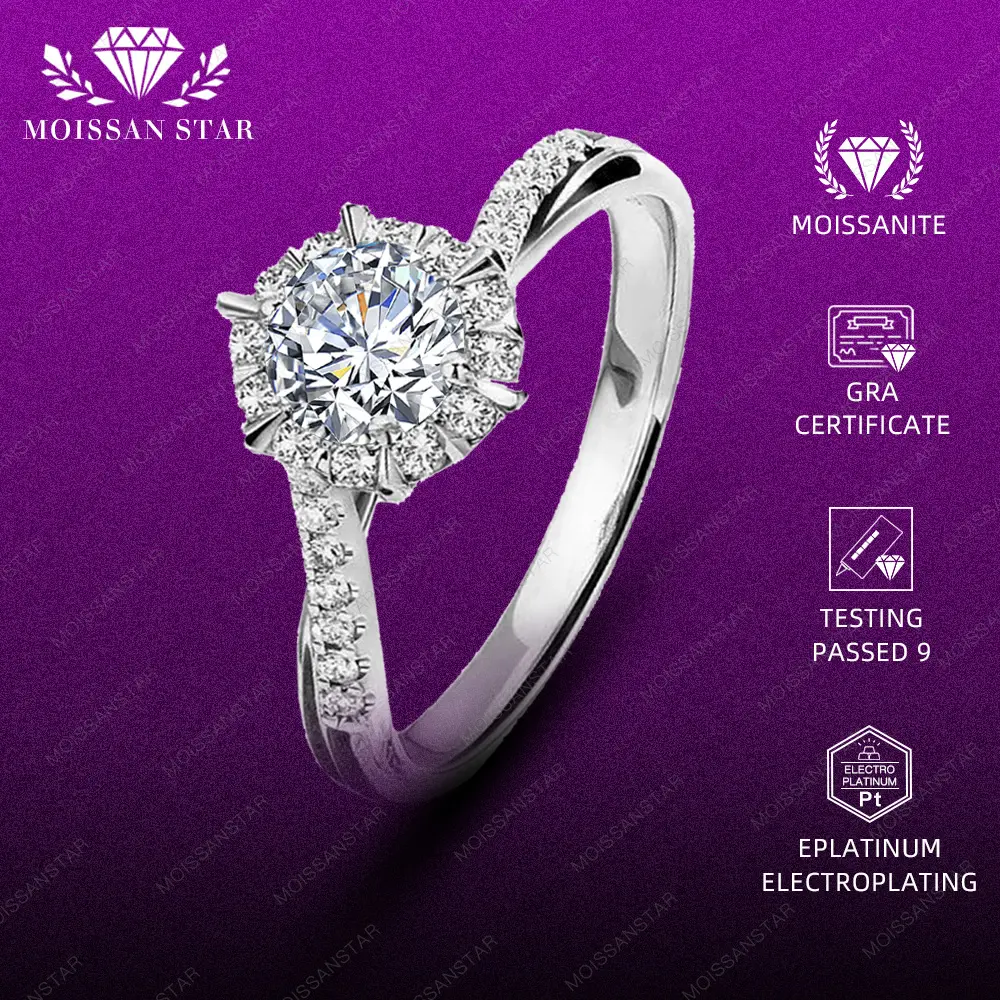 OS4-MR30 Moissanite Cincin Wanita    Sertifikat GRA Asli Garansi 1 Tahun Berkualitas Tinggi High Quality Anti Luntur Karat Berubah Warna For Gift Bday birthday Gift Pasangan Pacar Tunangan Kawin Cewe Free Box MR30