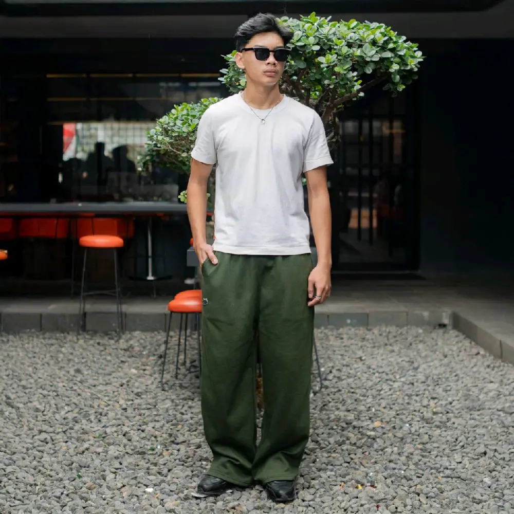 Katazy Celana Panjang Sweatpants Loose Baggy Cotton Fleece Highwaist Unisex Pria Wanita Tebal  Nyaman