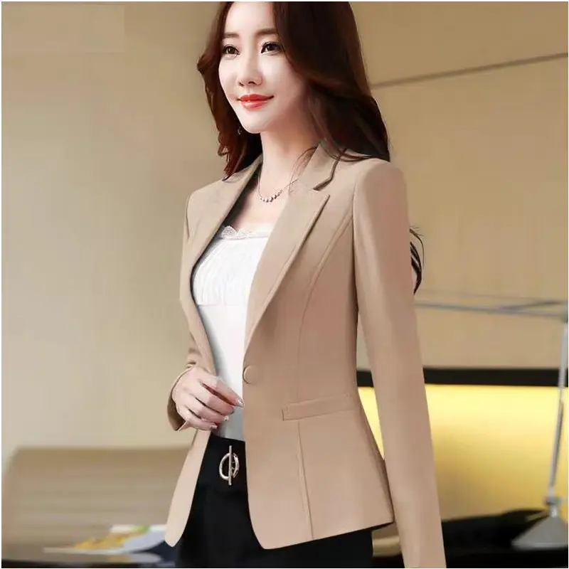 Jaket sut kecil untuk wanita, pakaian musim bunga dan musim luruh, gaya Korea baharu, kasual, Langsing, Baju untuk wanita