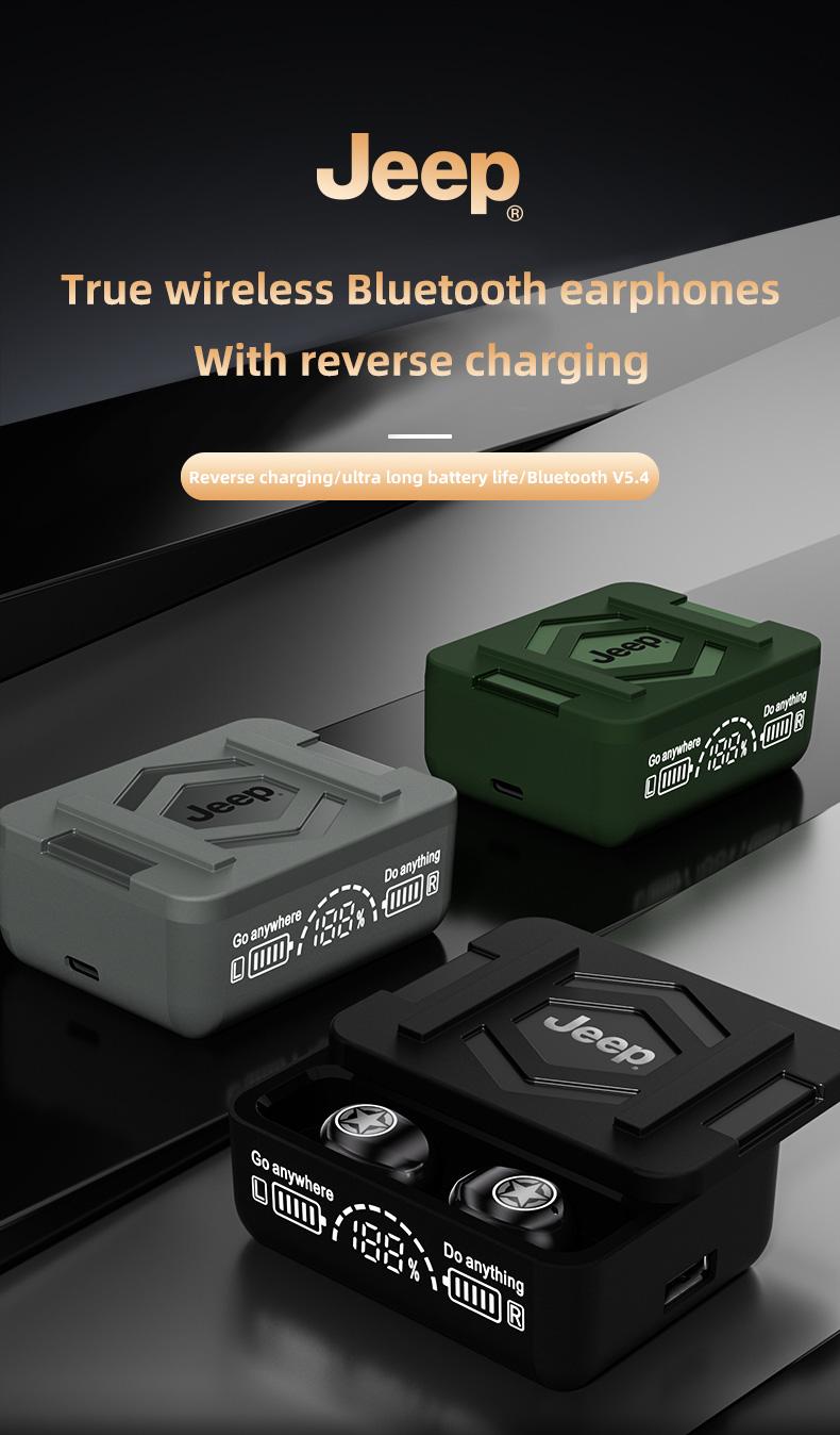 Jeep EW130 TWS Wireless Earbuds Bluetooth 5.4 Gaming Earphone Deep Bass Baterai Ekstra Besar Dengan fungsi Pengisian Terbalik IPX5 Waterproof Sports Headset with Mic