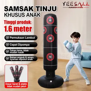 Samsak Tinju Standing Angin 1.6 Meter - Punching Bag untuk Latihan Boxing Anak, Aman dan Portable
