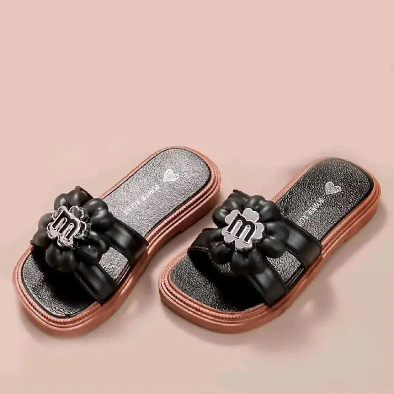 Sandal selop fashion anak perempuan Bunga sandal slip on import anak wanita sendal karet jelly kaki 24-35 8