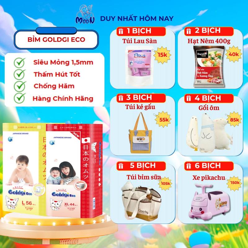 (Combo 2 bịch ) Tã bỉm Goldgi Eco/X5/Cao cấp - Bỉm Nhật đủ size cho bé