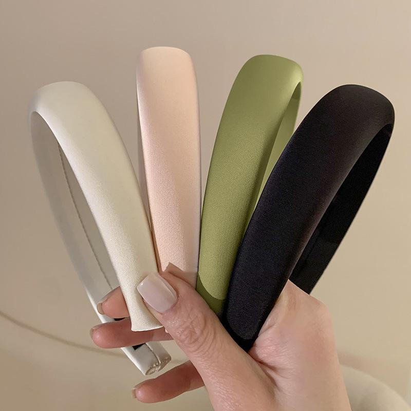 Bờm Tóc Mút Satin Ngọt Ngào Màu Trơn Có Lưới Nhìn Hồng Ngoại Và Kẹp Tóc Màu Xanh Lá Cây