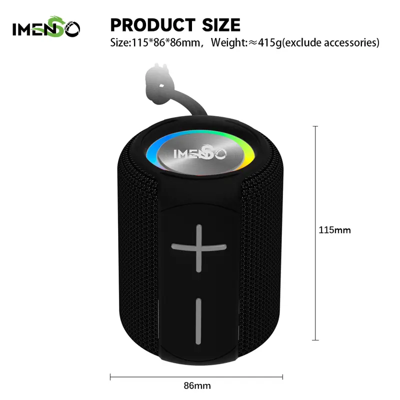 IMENSO Speaker Bluetooth Portable Mini Full Bass With RGB Light RB 120 BT V5.2 1200mAh Bergaransi IMS S1005 8