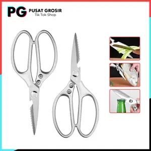 Gunting Dapur silver Tajam Kitchen Shear Super Kuat Cutting Scissors
