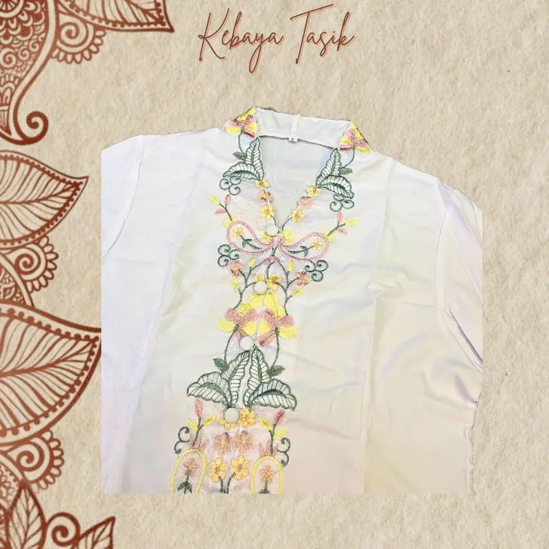 Kebaya Encim Bordir Modern Putih Bordir Warna Lengan Panjang Wisuda Kondangan Kantor Modern Pesta 1