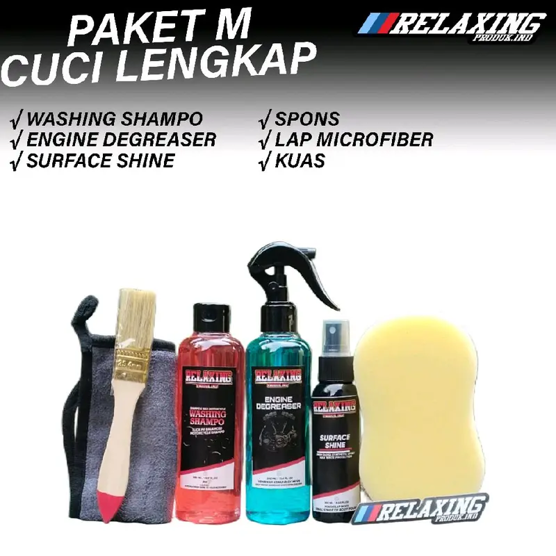 Terlaris No. 1 PAKET M PAKET CUCI LENGKAP ENGINE DEGRESER SHAMPO MOTOR PENGKILAP BODY SEMI COATING BY RELAXINGPRODUKIND 1
