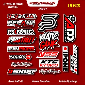 Isi 16 Pcs Sticker Racing Pack Kata Viral Terbaru Bahan Premium Waterproof - Stiker Pack Sponsor Racing Sudah Cutting Siap Tempel - SPE
