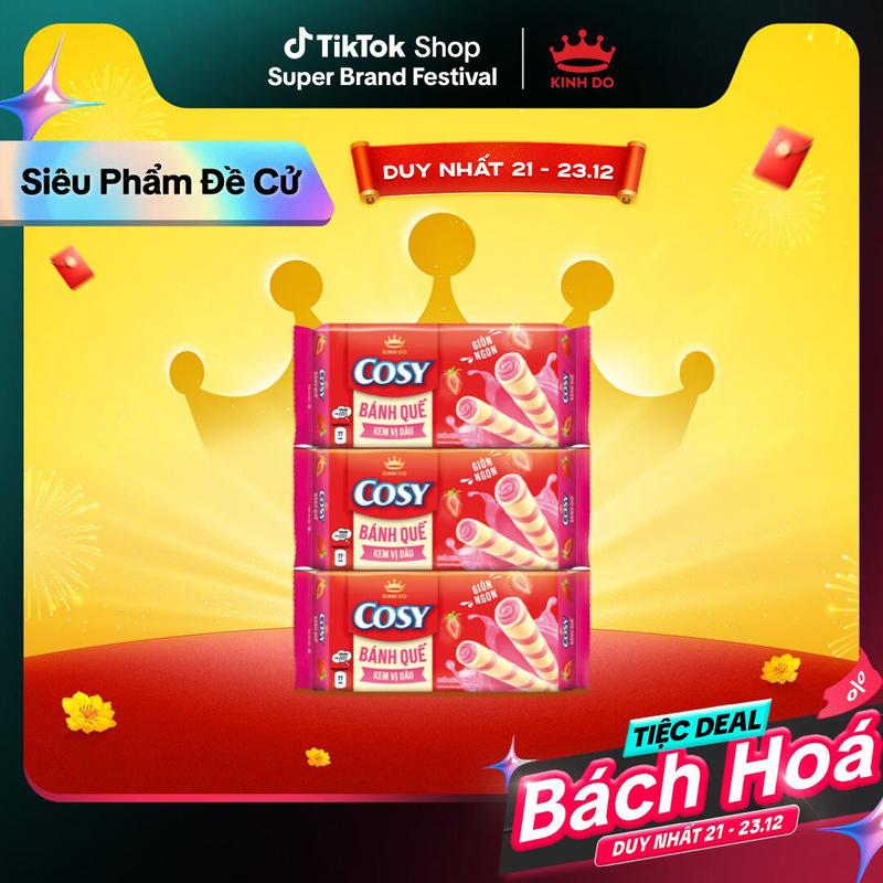  Bánh Quế COSY Kem Vị Dâu Combo 3 Bánh x 126g 