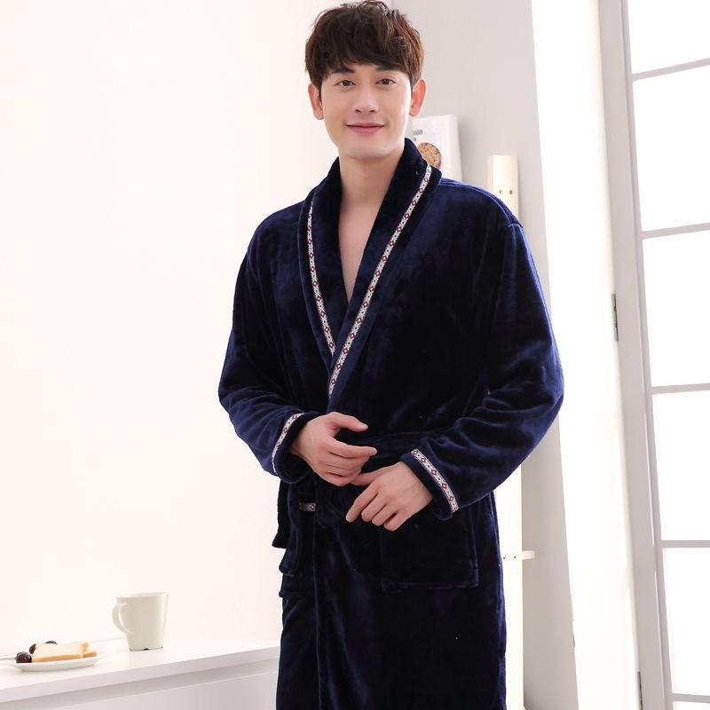 [Jennifer]Lovers Winter Flannel Bathrobe for Men Women Bath Robe Sexy Bridesmaid Robes 4