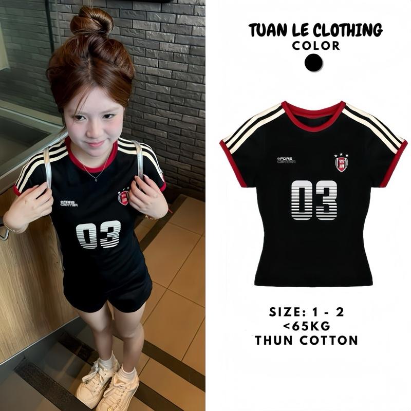 Áo Thun Baby Tee Nữ Basic Ôm Body Phối Viền Kẻ Sọc Tay Ngắn In Hình Chất Liệu Cotton Màu Đen Phong Cách Thể Thao Đường Phố