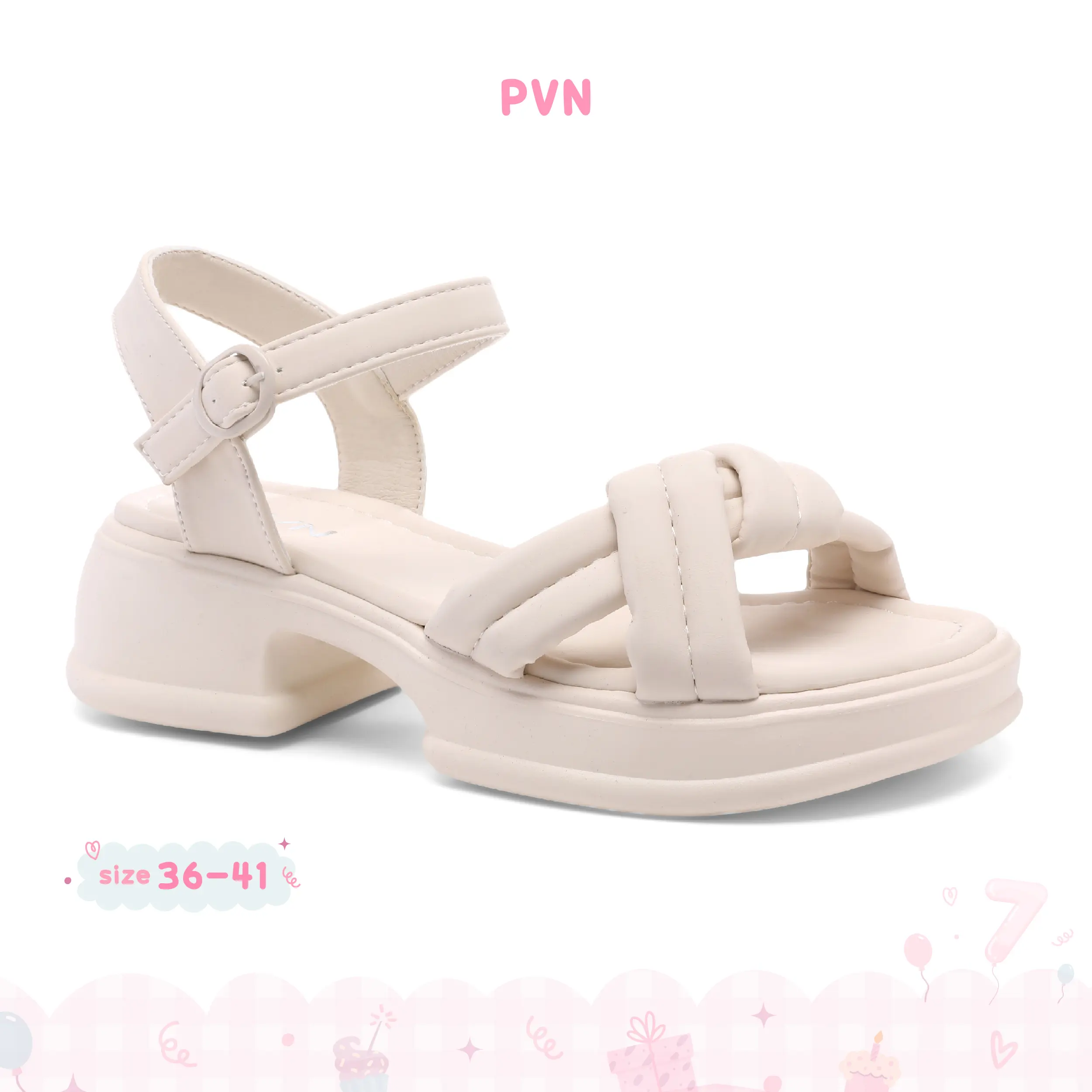PVN Jisoo Strap Sandal Wanita Cream 286