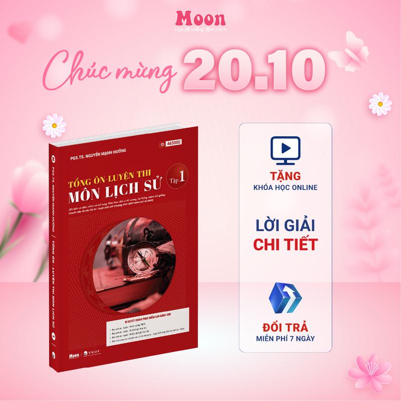 Tổng ôn lịch sử 12 tái bản , sách ôn thi thpt quốc gia 2026, luyện thi dgnl moonbook