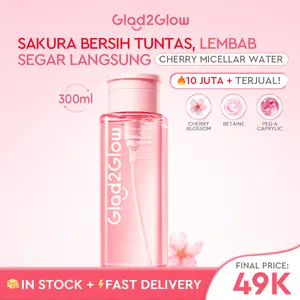 [BPOM]Glad2Glow Cherry Blossom Betaine Micellar Water Kotoran Kusam Remover Wajah Kapas Bersihkan