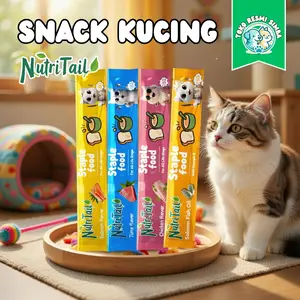 [Nutritail] [Fish Oil] Cat Treat 15g Snack Kucing Basah Rasa Chicken Tuna Salmon Real Meat Makanan Kucing 0336