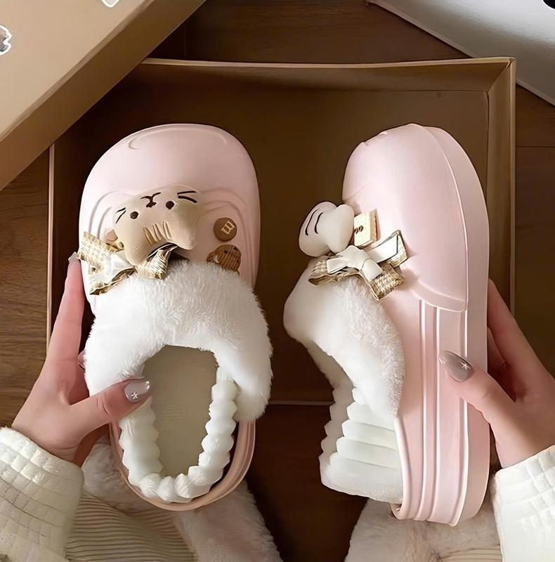 Giày Nữ Độn Đế Lót Lông Đính Cá Mèo Mã 2598 Phối Mầu Dễ Thương Thời Trang Nữ Hót Trends Năm Nay