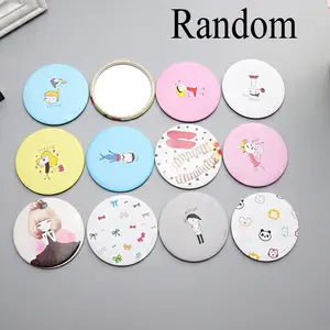 ECER 1 PCS Cermin Bulat Karakter Cute Portable Mini Pocket Mirror Colorful Kaca Cermin Make Up Mini Kaca Travelling Motif Lucu Kaca Mini Travel Size