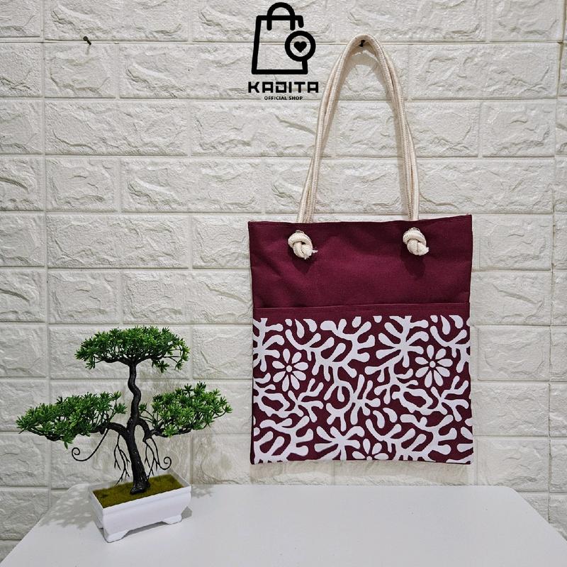 Kadita - Tas Wanita Tote Bag Motif Batik Alina Saku Tali Sumbu Kekinian Terbaru Estetik 6